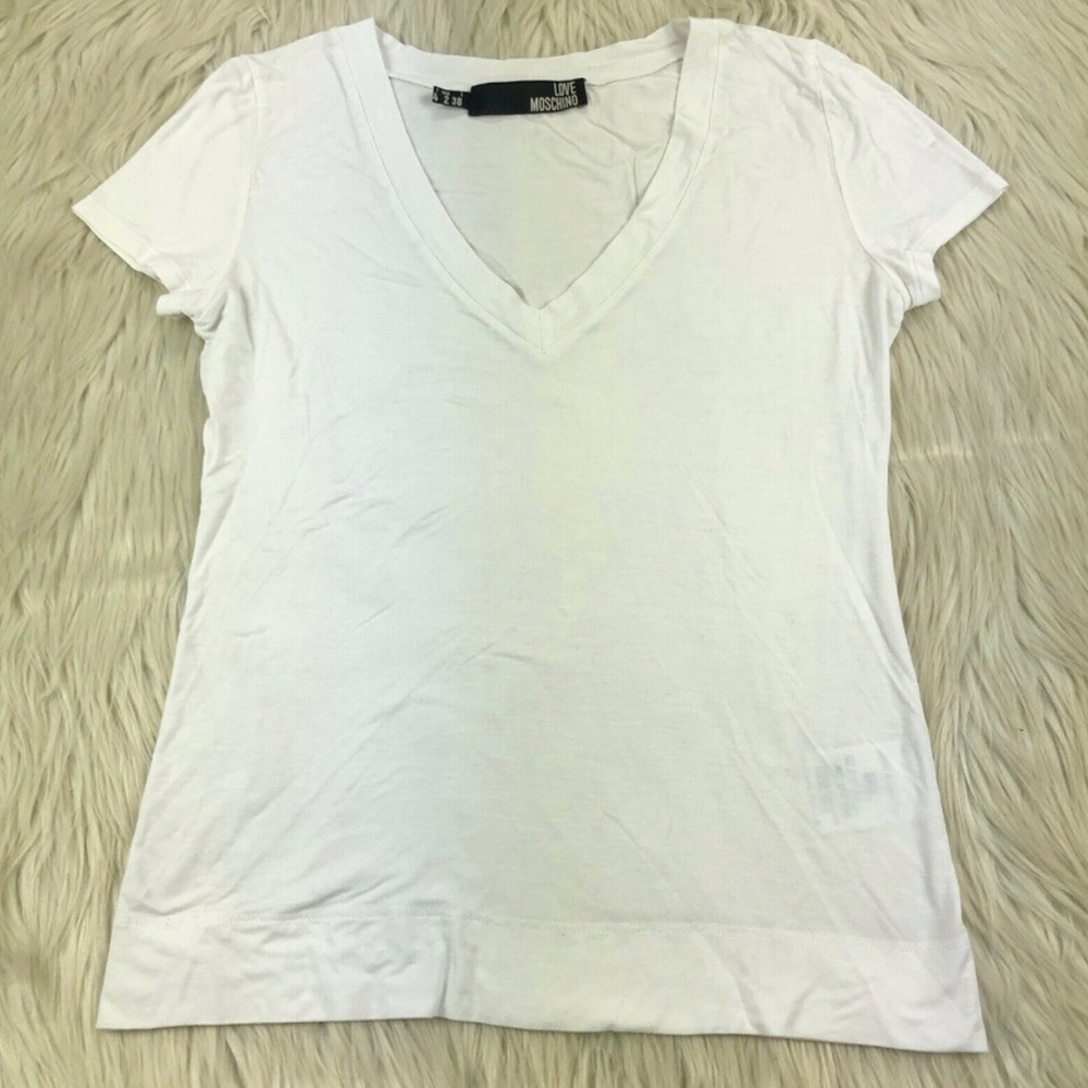 Love Moschino White V-Neck T-shirt